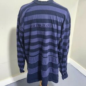Vintage Guess by Georges Marciano Striped USA‎ Made Size Large Longsleeve